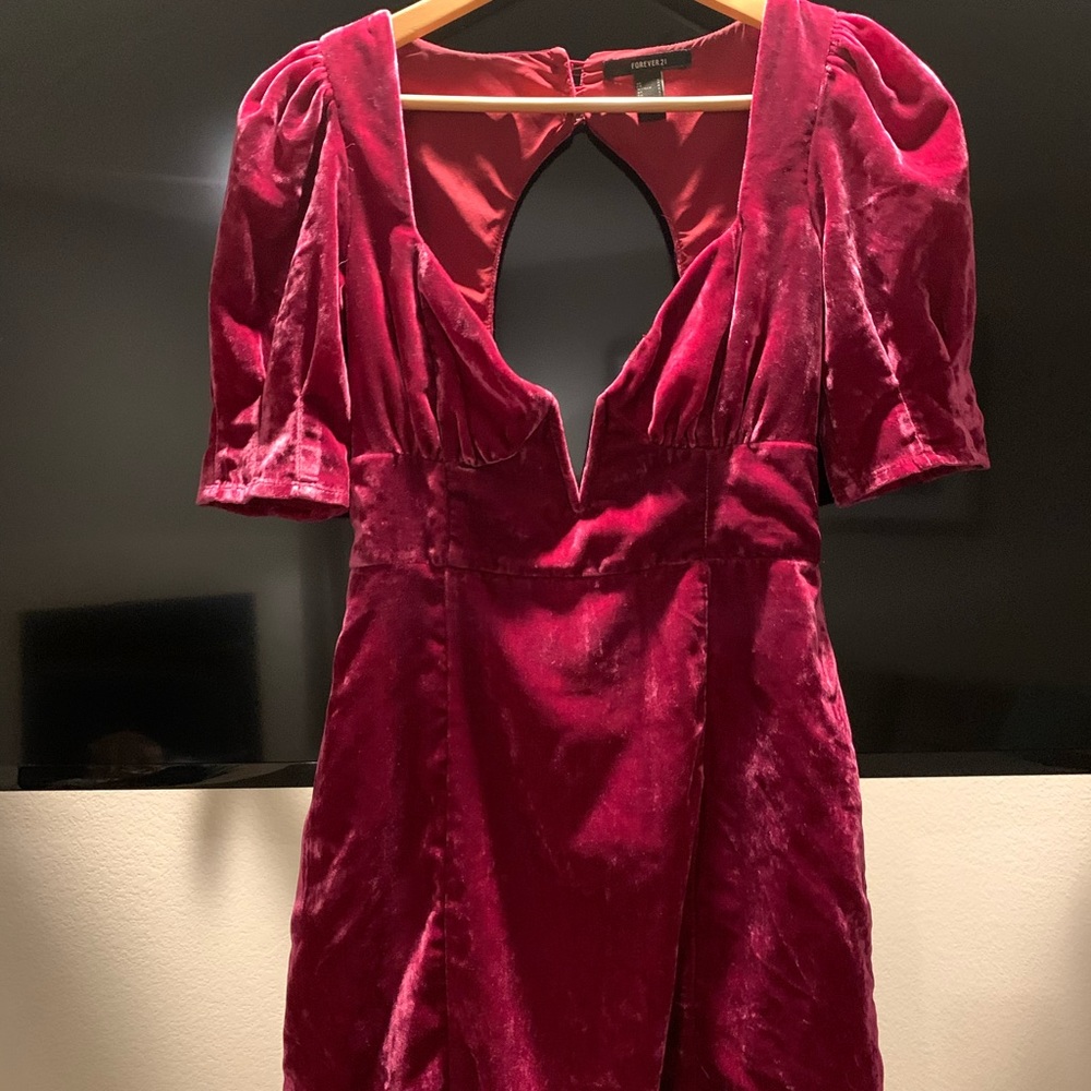 Cutest Magenta Velvet Mini Dress